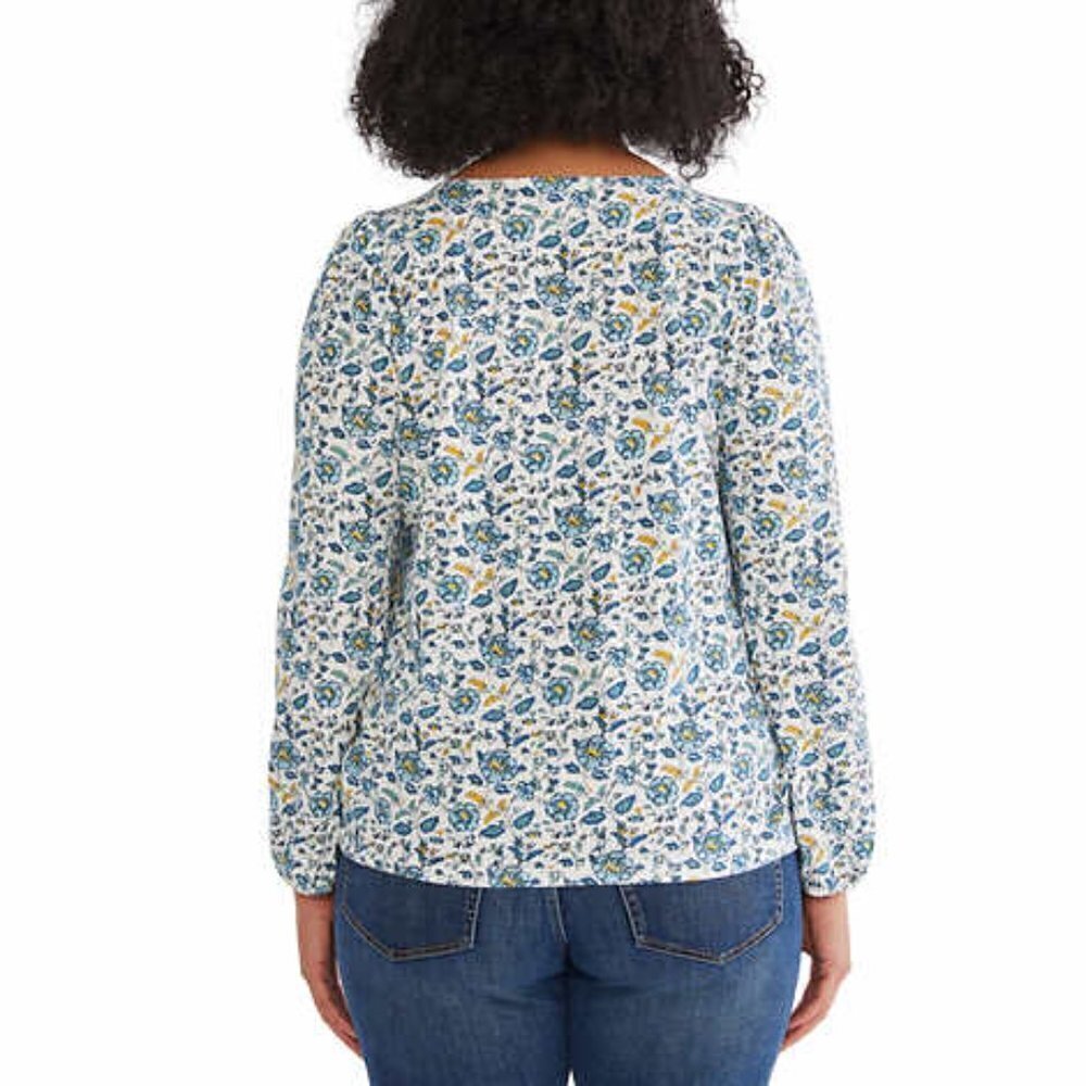 Lucky Brand Women's Top Cream Square Neck Top Boho Floral Long Sleeves NWT - Picture 7 of 7